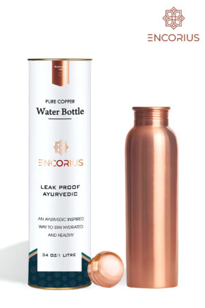 Encorius Pure Copper Water Bottle for Drinking with Jute Carry Bag – Smooth Finish, Leak Proof Lid Handcrafted Ayurvedic Copper Vessel 32 oz Extra Large for Staying Hydrated, Enjoying Health Benefits. - Image 2