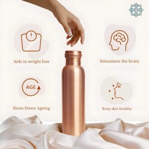 Encorius Pure Copper Water Bottle for Drinking with Jute Carry Bag – Smooth Finish, Leak Proof Lid Handcrafted Ayurvedic Copper Vessel 32 oz Extra Large for Staying Hydrated, Enjoying Health Benefits. - Image 4