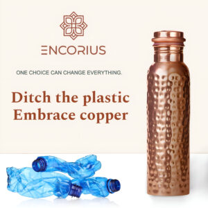 Encorius Pure Copper Water Bottle for Drinking with Jute Carry Bag – Hammered Finish, Leak Proof Lid Handcrafted Ayurvedic Copper Vessel 32 oz Extra Large for Staying Hydrated, Enjoying Health Benefits. - Image 6