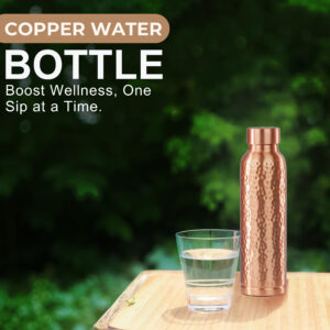 Encorius Pure Copper Water Bottle for Drinking with Jute Carry Bag – Oreo Hammered Finish, Leak Proof Lid Handcrafted Ayurvedic Copper Vessel 32 oz Extra Large for Staying Hydrated, Enjoying Health Benefits. (Copy) - Image 9