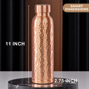 Encorius Pure Copper Water Bottle for Drinking with Jute Carry Bag – Oreo Hammered Finish, Leak Proof Lid Handcrafted Ayurvedic Copper Vessel 32 oz Extra Large for Staying Hydrated, Enjoying Health Benefits. (Copy) - Image 8